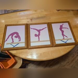 Gymnastics Silhouette Art Trio in Gold Frames